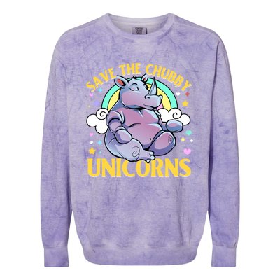 Save The Chubby Unicorn Cute Gift Colorblast Crewneck Sweatshirt