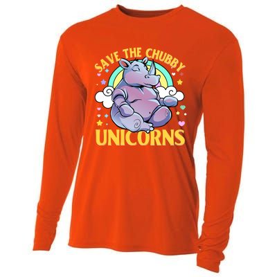 Save The Chubby Unicorn Cute Gift Cooling Performance Long Sleeve Crew