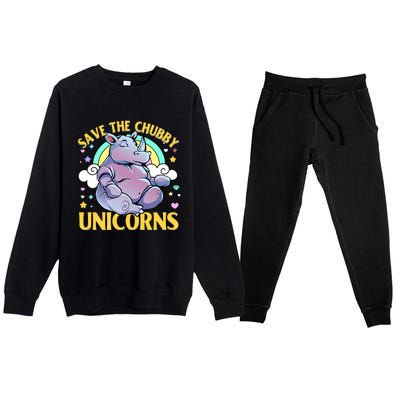 Save The Chubby Unicorn Cute Gift Premium Crewneck Sweatsuit Set