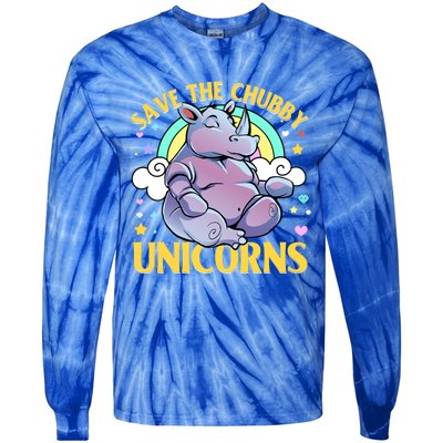 Save The Chubby Unicorn Cute Gift Tie-Dye Long Sleeve Shirt