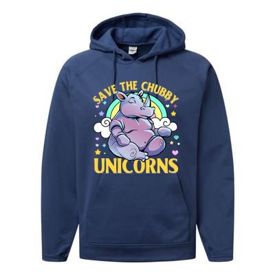 Save The Chubby Unicorn Cute Gift Performance Fleece Hoodie