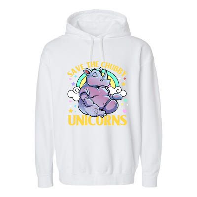 Save The Chubby Unicorn Cute Gift Garment-Dyed Fleece Hoodie