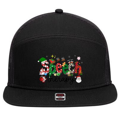 Speech Therapy Christmas Slp Speech Language Pathologist Gift 7 Panel Mesh Trucker Snapback Hat