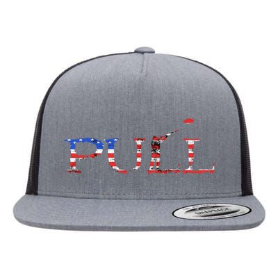 Skeet Trap Clay Patriotic Pull Shooter Usa American Flag Flat Bill Trucker Hat