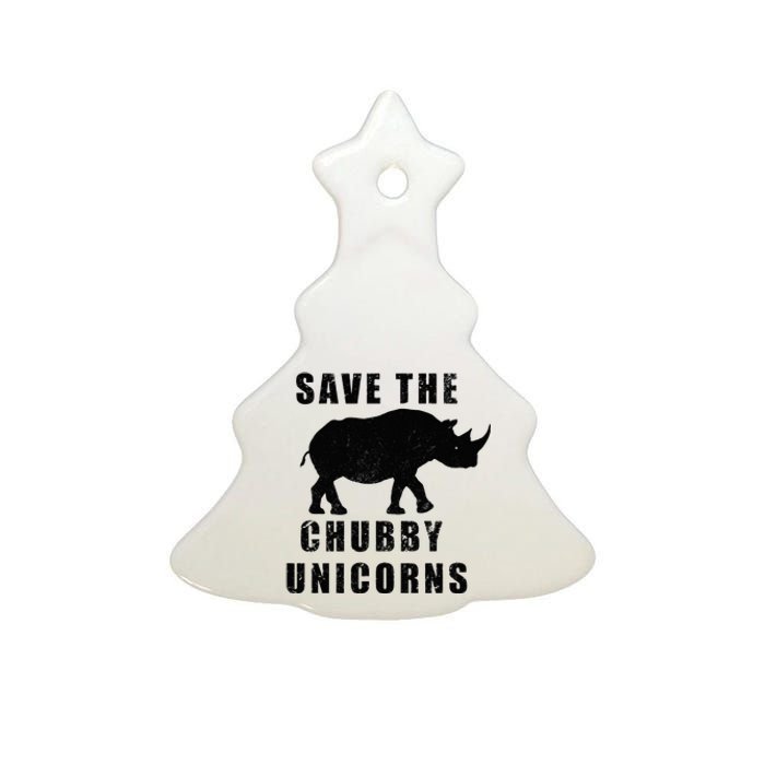 Save The Chubby Unicorns Funny Ceramic Tree Ornament