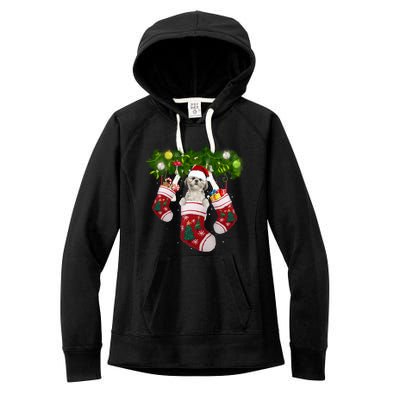 Shih Tzu Christmas Lights Gift Funny Xmas Dog Lover Mom Great Gift Women's Fleece Hoodie