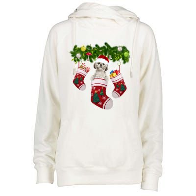 Shih Tzu Christmas Lights Gift Funny Xmas Dog Lover Mom Great Gift Womens Funnel Neck Pullover Hood