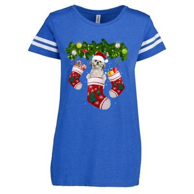 Shih Tzu Christmas Lights Gift Funny Xmas Dog Lover Mom Great Gift Enza Ladies Jersey Football T-Shirt