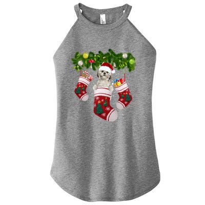 Shih Tzu Christmas Lights Gift Funny Xmas Dog Lover Mom Great Gift Women’s Perfect Tri Rocker Tank