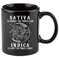 Sativa To Change The Things I Can Indica, Cannabis Weed 11oz C Handle Ceramic Mug