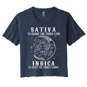 Sativa To Change The Things I Can Indica, Cannabis Weed Women's Crop Top Tee