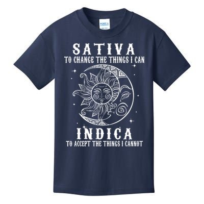 Sativa To Change The Things I Can Indica, Cannabis Weed Kids T-Shirt
