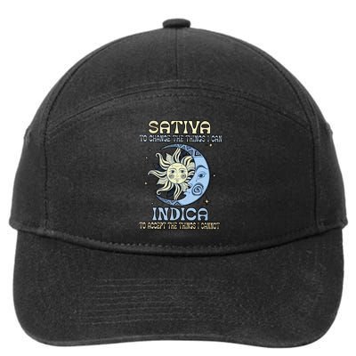Sativa To Change The Things I Can Indica Cannabis Weed Sun Moon 420 Day 7-Panel Snapback Hat