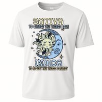 Sativa To Change The Things I Can Indica Cannabis Weed Sun Moon 420 Day Cooling Performance Crew T-Shirt