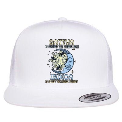 Sativa To Change The Things I Can Indica Cannabis Weed Sun Moon 420 Day Flatbill Hat