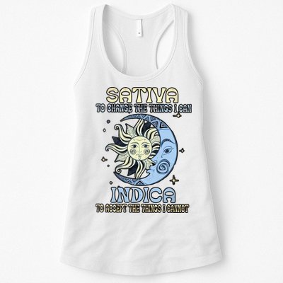 Sativa To Change The Things I Can Indica Cannabis Weed Sun Moon 420 Day Womens Tank Top