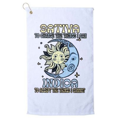 Sativa To Change The Things I Can Indica Cannabis Weed Sun Moon 420 Day Golf Towel