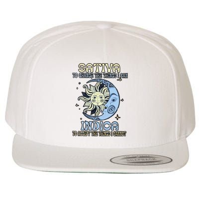 Sativa To Change The Things I Can Indica Cannabis Weed Sun Moon 420 Day Wool Snapback Cap