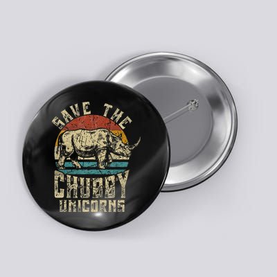 save the chubby unicorn rhino retro vintage Button