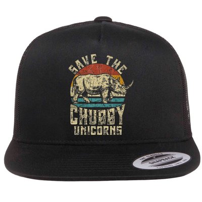 save the chubby unicorn rhino retro vintage Flatbill Hat