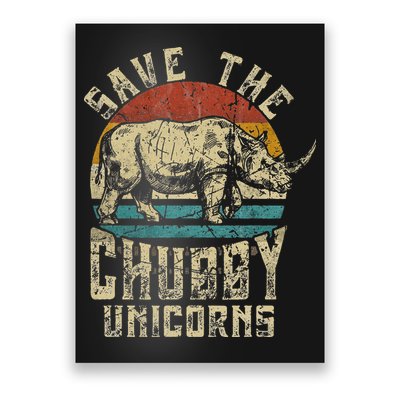 save the chubby unicorn rhino retro vintage Poster