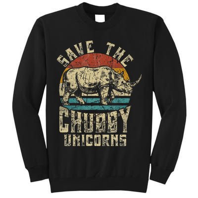 save the chubby unicorn rhino retro vintage Tall Sweatshirt