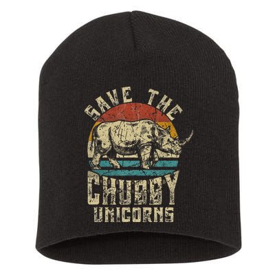 save the chubby unicorn rhino retro vintage Short Acrylic Beanie