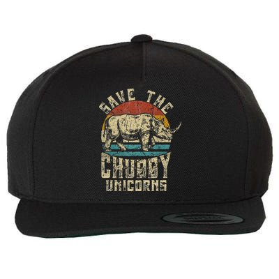 save the chubby unicorn rhino retro vintage Wool Snapback Cap