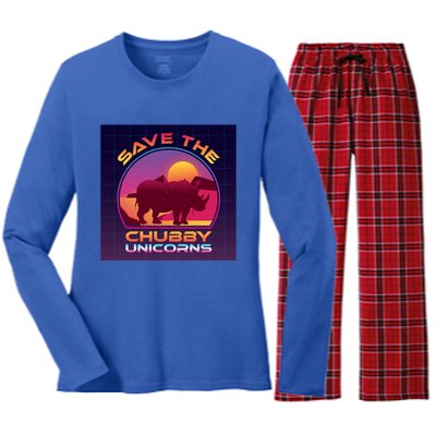 Save The Chubby Unicorns Gift Women's Long Sleeve Flannel Pajama Set 