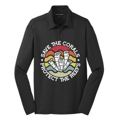 Save The Corals Protect The Reef Coral Reef Gift Silk Touch Performance Long Sleeve Polo