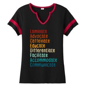 Sped Teacher Caffeinate Advocate Laminate Educate Teacher Ladies Halftime Notch Neck Tee