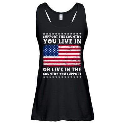 Support The Country You Live In The Country You Support Ladies Essential Flowy Tank