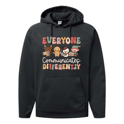 Speech Therapy Christmas Everyone Communicates Differently Performance Fleece Hoodie