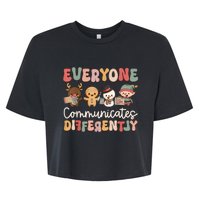 Speech Therapy Christmas Everyone Communicates Differently Bella+Canvas Jersey Crop Tee