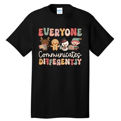 Speech Therapy Christmas Everyone Communicates Differently Tall T-Shirt