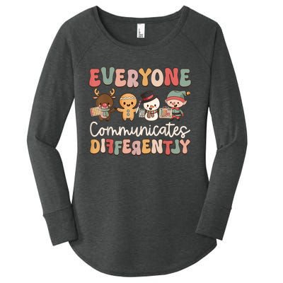 Speech Therapy Christmas Everyone Communicates Differently Women's Perfect Tri Tunic Long Sleeve Shirt