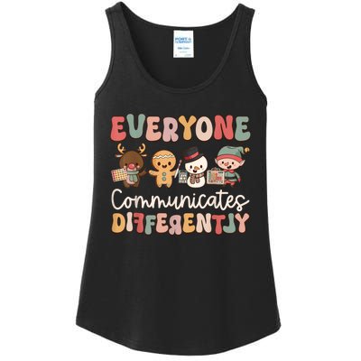 Speech Therapy Christmas Everyone Communicates Differently Ladies Essential Tank