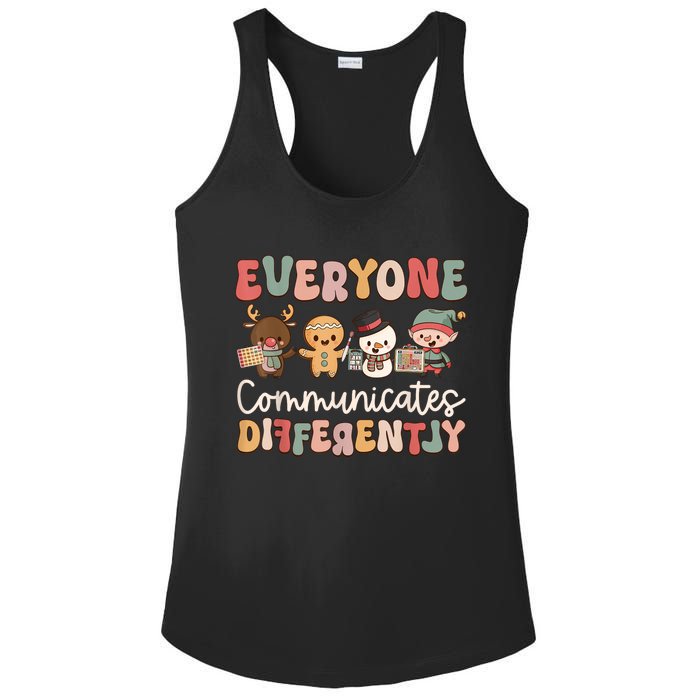 Speech Therapy Christmas Everyone Communicates Differently Ladies PosiCharge Competitor Racerback Tank