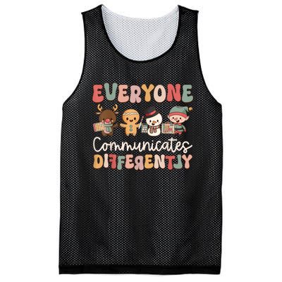 Speech Therapy Christmas Everyone Communicates Differently Mesh Reversible Basketball Jersey Tank