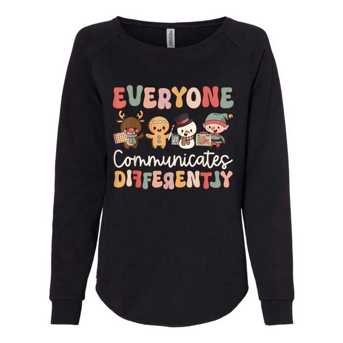 Speech Therapy Christmas Everyone Communicates Differently Womens California Wash Sweatshirt