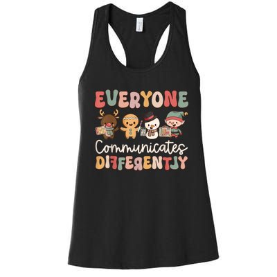 Speech Therapy Christmas Everyone Communicates Differently Women's Racerback Tank