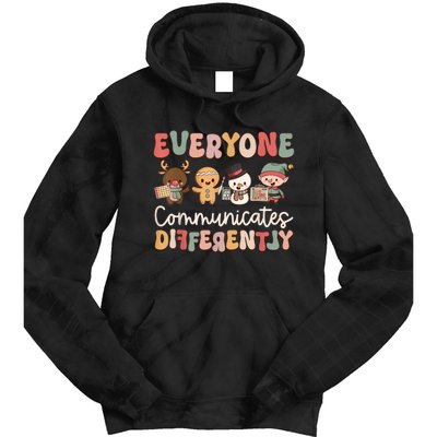 Speech Therapy Christmas Everyone Communicates Differently Tie Dye Hoodie