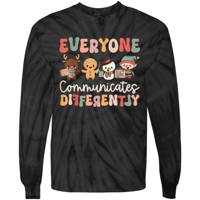 Speech Therapy Christmas Everyone Communicates Differently Tie-Dye Long Sleeve Shirt