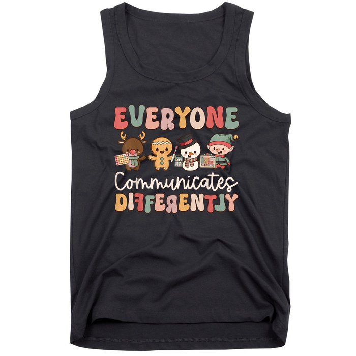 Speech Therapy Christmas Everyone Communicates Differently Tank Top