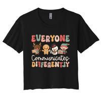 Speech Therapy Christmas Everyone Communicates Differently Women's Crop Top Tee