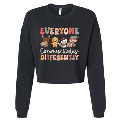 Speech Therapy Christmas Everyone Communicates Differently Cropped Pullover Crew