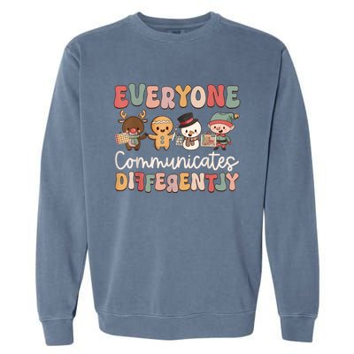 Speech Therapy Christmas Everyone Communicates Differently Garment-Dyed Sweatshirt