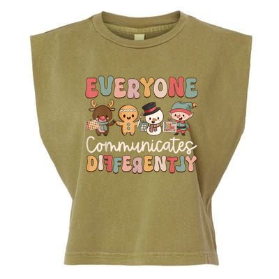 Speech Therapy Christmas Everyone Communicates Differently Garment-Dyed Women's Muscle Tee