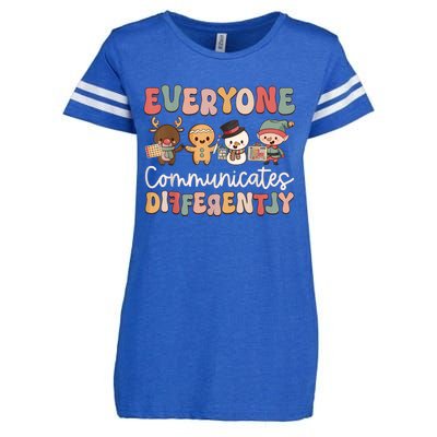 Speech Therapy Christmas Everyone Communicates Differently Enza Ladies Jersey Football T-Shirt