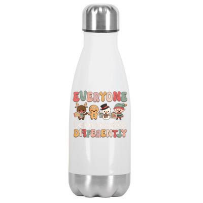 Speech Therapy Christmas Everyone Communicates Differently Stainless Steel Insulated Water Bottle